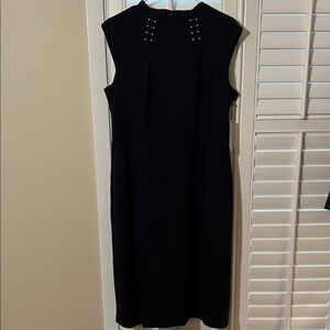 Ivanka Trump Black Midi Dress with Stud Accents
